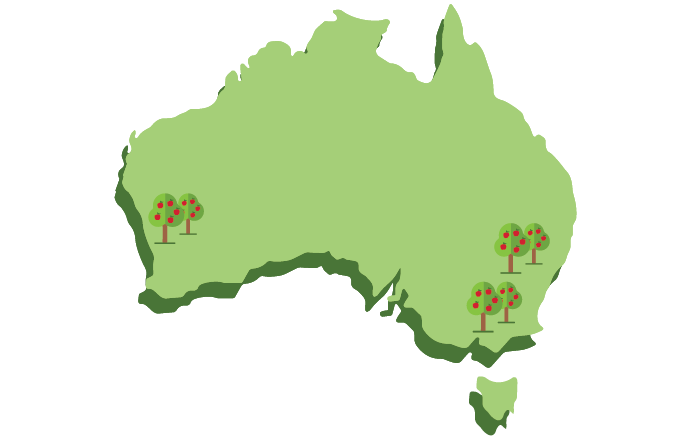 Cosmic Crisp® Australian orchards map